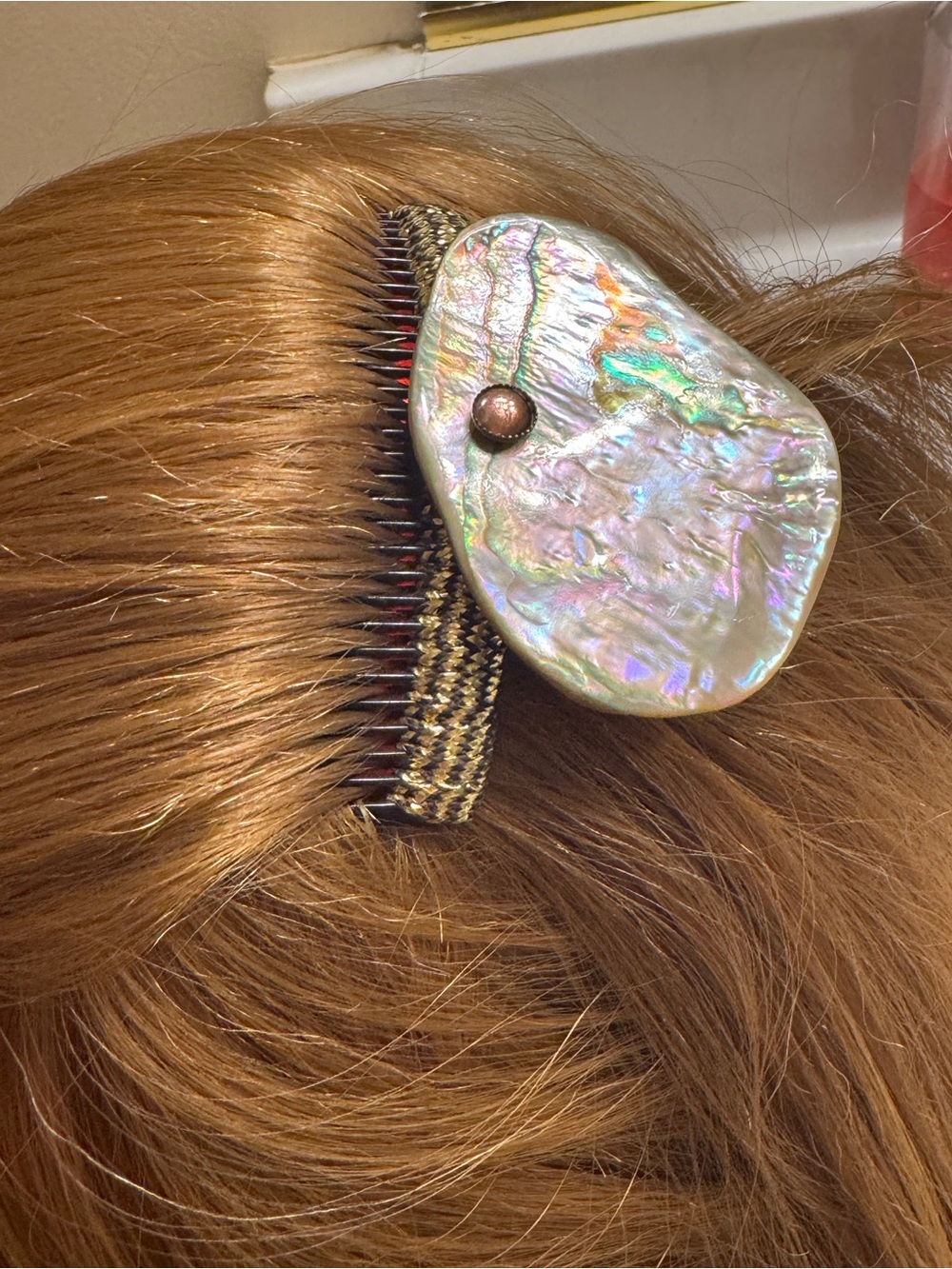 Beautiful Vintage Art Novo mother-of-pearl hair comb accessory - Picture 4 of 10